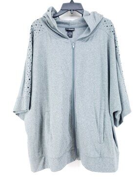 Lane Bryant Womens Size 22/24 Fashion Jacket Hooded Gray Embellished